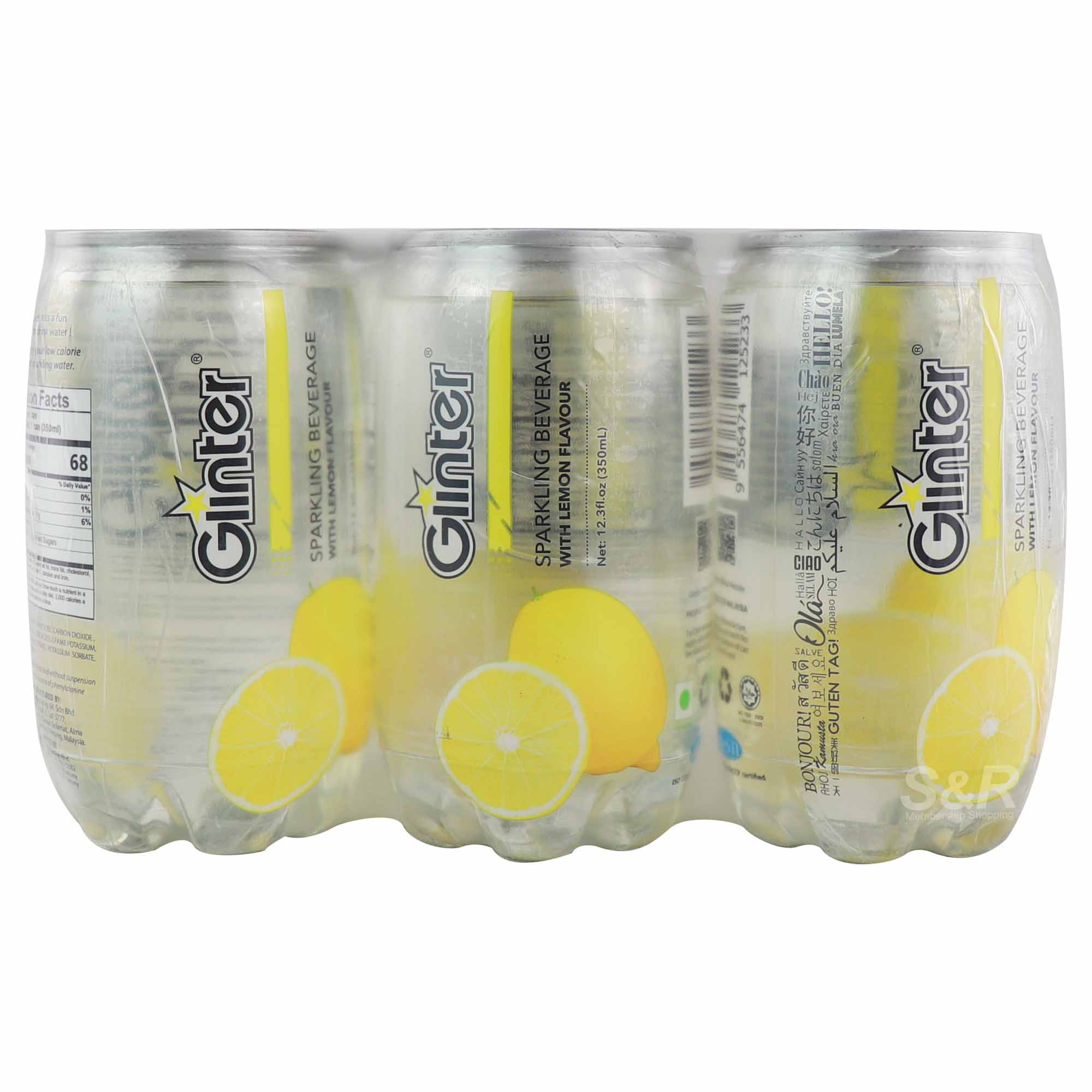 Glinter Sparkling Beverage with Lemon Flavor 6 cans
